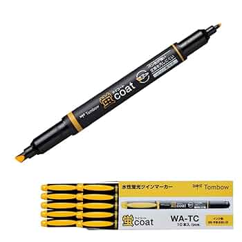 蛍光ペン(きいろ) Amazon.co.jp: トンボ鉛筆 蛍光ペン 蛍コート 山吹色 10本 WA